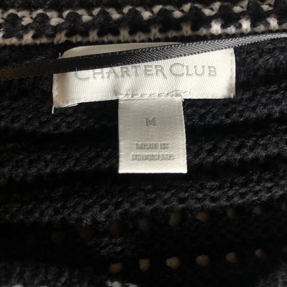 NWT CHARTER CLUB | Garden Party Black Cardigan Med - Picture 6 of 7